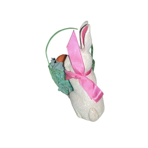 Easter Rabbit with Wire Basket  Tabletop Decor Centerpiece - Picture 6 of 10